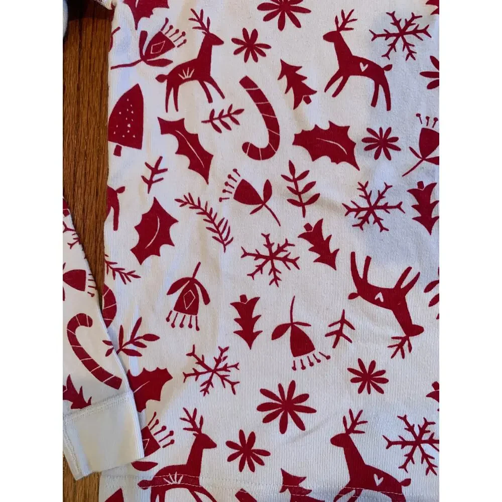 Hanna Andersson Scandi Cane Long John Holiday Cotton Pajama Set | Size 8